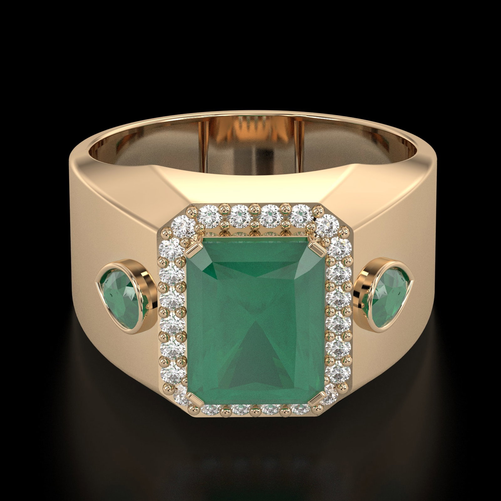14K YELLOW GOLD 2.8CT EMERALD 0.28CT DIAMOND RING (1 of 3)