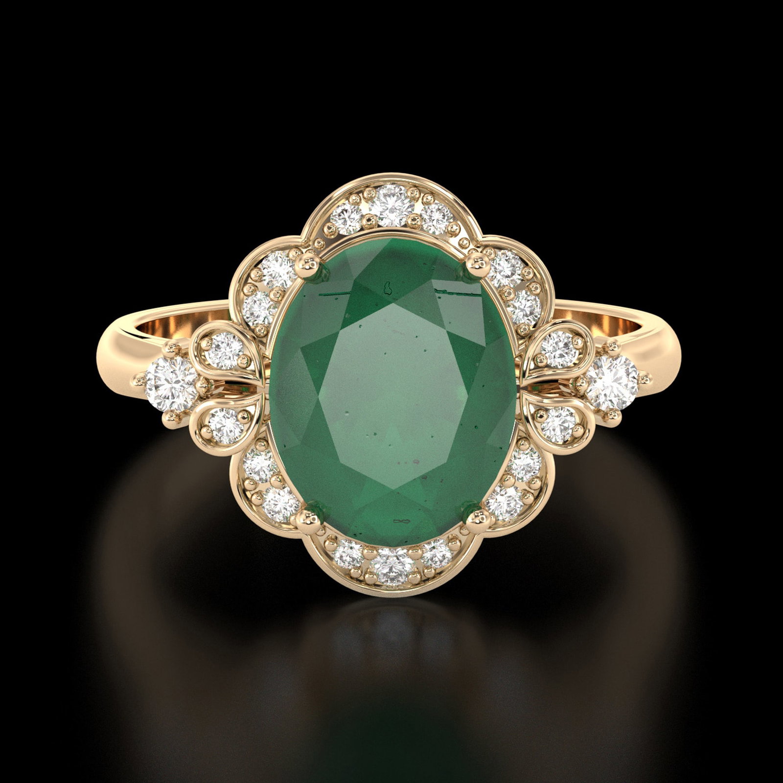 14K YELLOW GOLD 3.75CT EMERALD 0.25CT DIAMOND RING (1 of 3)