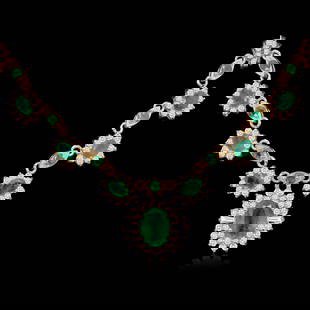14K YELLOW GOLD 30CT EMERALD 4.50CT DIAMOND NECKLACE: Metal: 14k Solid Yellow GoldApprox Face Measurements: 17 x 19mmSize: 17Finish: Bright Polish Markings: Stamped 14KCountry Made: United StatesMain Stone: EmeraldQuantity: 1Shape: OvalColor: GreenCarat