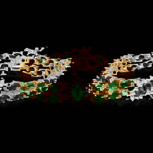 14K YELLOW GOLD 18CT EMERALD 1.50CT DIAMOND BRACELET: Metal: 14k Solid Yellow GoldFace Measurements: 13 x 180mmSize: 7Finish: Bright Polish 18.0 gramsMarkings: Stamped 14KCountry Made: United StatesMain Stone: EmeraldQuantity: 3Shape: OvalColor: GreenCar