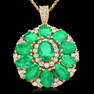 14K YELLOW GOLD 5.05CT EMERALD 1.00CT DIAMOND PENDANT