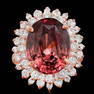 14K ROSE GOLD 13.25CT ZIRCON 1.70CT DIAMOND RING
