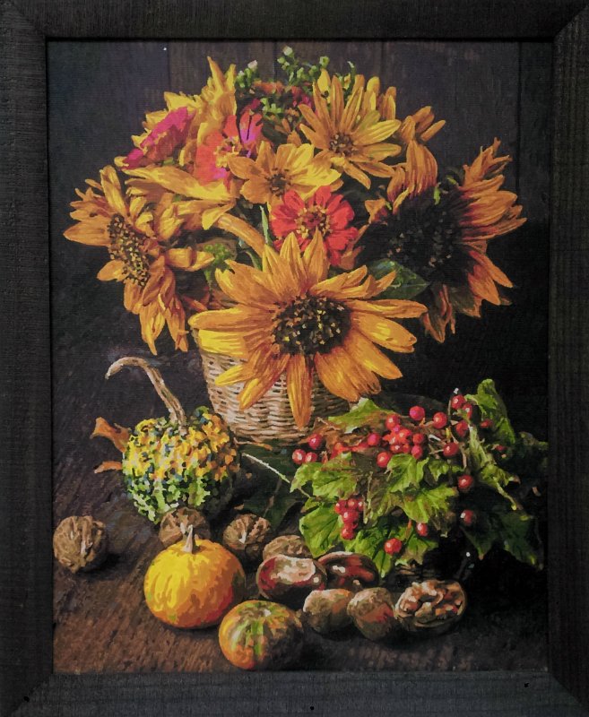 DUTCH SCHOOL Still life: Description : "Still life with sunflowers.-- "Medium : Oil on board.-- Dimensions : 48 x 38 cm