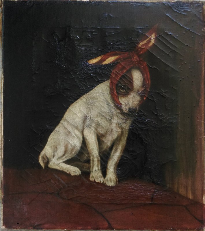 DUTCH SCHOOL , 19th Century: Description : "Toothache".-- Medium : Oil on canvas.-- Dimensions : 48 x 42 cm.-- Signature : Unsigned