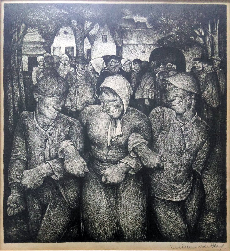 Willem VAN DEN BERG (1886-1970): Willem VAN DEN BERG (1886-1970) -- Description : "The Peasant fair" -- Medium : Lithograph on smooth paper -- Dimensions : 22 x 20.5 cm -- Signature : Signed lower right -- Estimate : 80 - 100 Euro