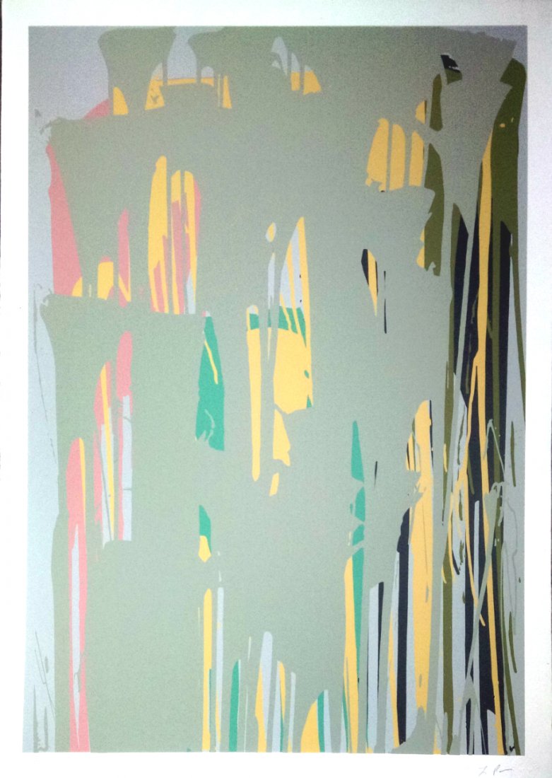 Larry POONS (1937 -*) ラリー : Larry POONS (1937 -*) ---- Description : "Composition" 1979-- Medium : Screen print in color-- Dimensions : 107.5 x 75.5 cm-- Signature : Signed lower right, blind stamp edt. 210-- Estimate : 300 - 50