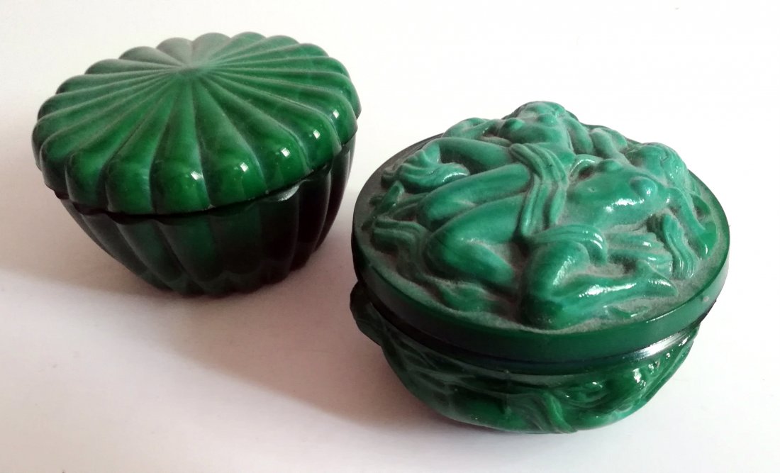 Czech Ingrid Glass Art Deco Trinket boxes (2) (1 of 3)