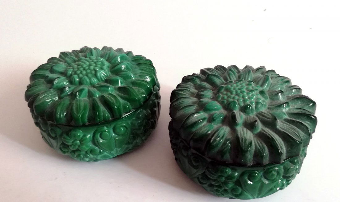 Czech Ingrid Glass Art Deco Trinket boxes (2) (1 of 3)