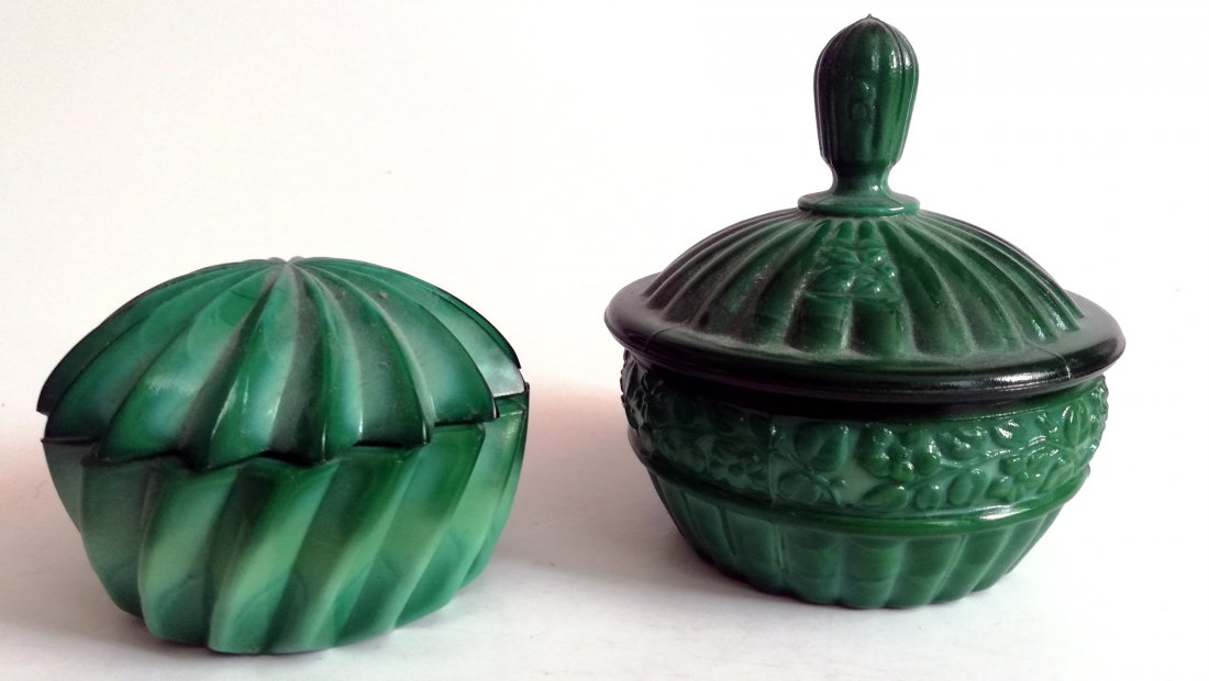 Czech Ingrid Glass Art Deco Trinket boxes (2) (1 of 3)