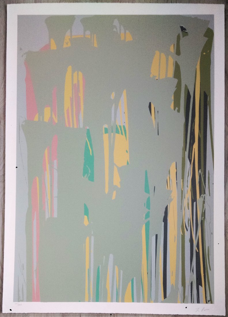 Larry POONS (1937 -): LOT 12051 -- Larry POONS (1937 -) -- Description : Composition, 1979 -- Medium : Screen print in color -- Dimensions : 107.5 x 75.5 cm -- Signature : Signed lower right, blind stamp edt. 210 -- Estima