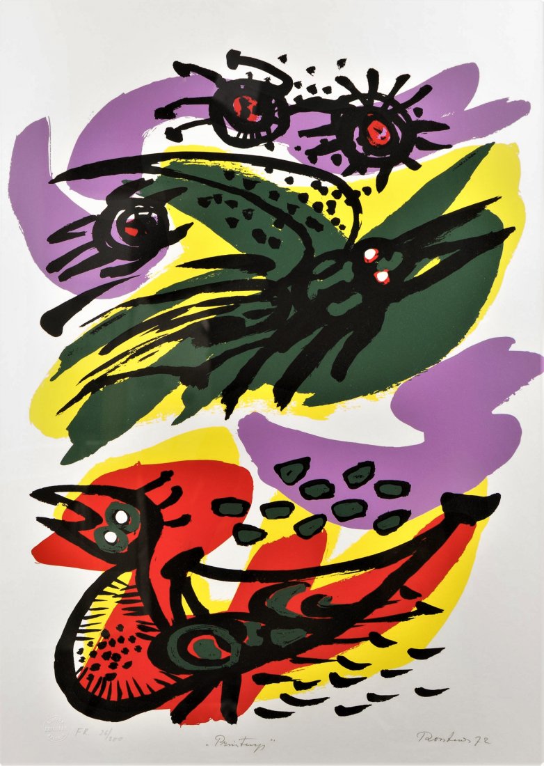 Anton ROOSKENS (1906-1976): Anton ROOSKENS (1906-1976) -- Description : Printemps 1972 -- Medium : Screen print in color -- Dimensions : 75 x 53 cm -- Signature : Signed lower right -- Estimate : 200 - 300 Euro