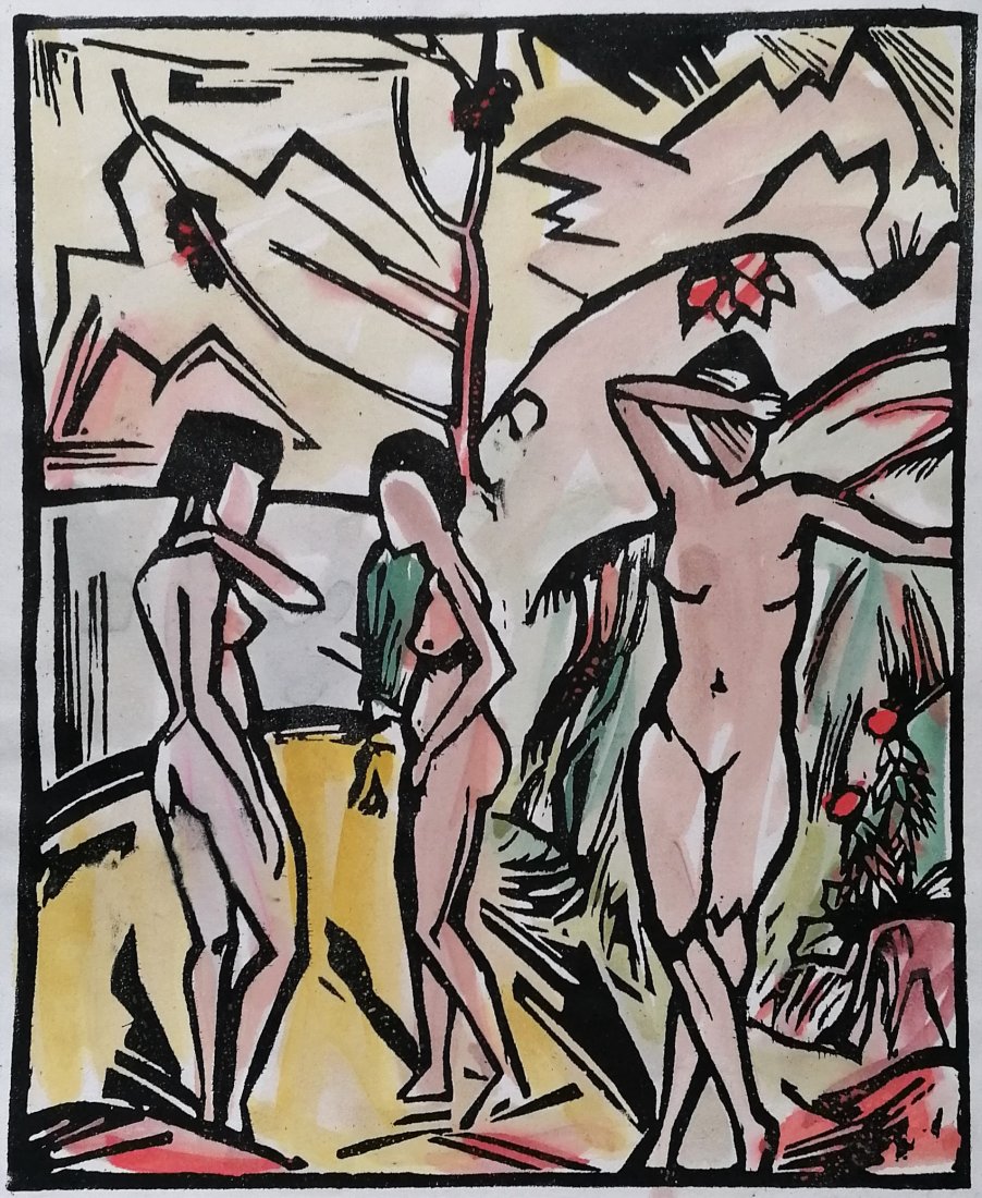 Erich HECKEL (1883-1970) Drei Frauen Am Wasser 1923 Woodcut (1 of 7)