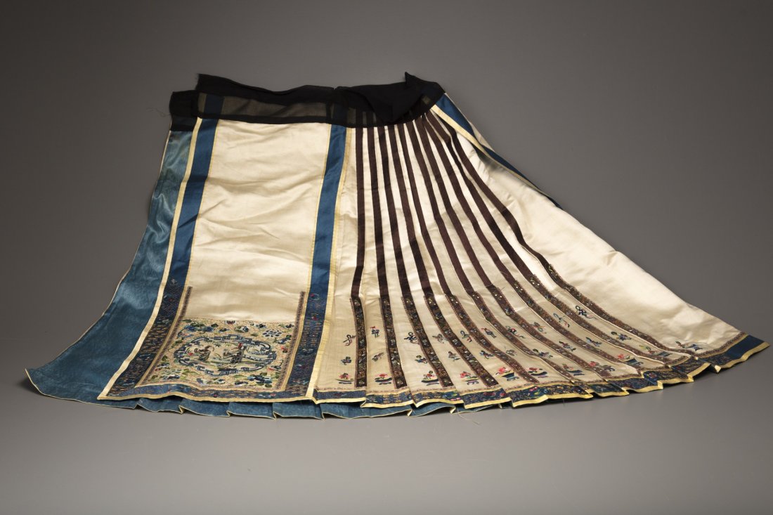 Three embroidered apron skirt panels (1 of 3)