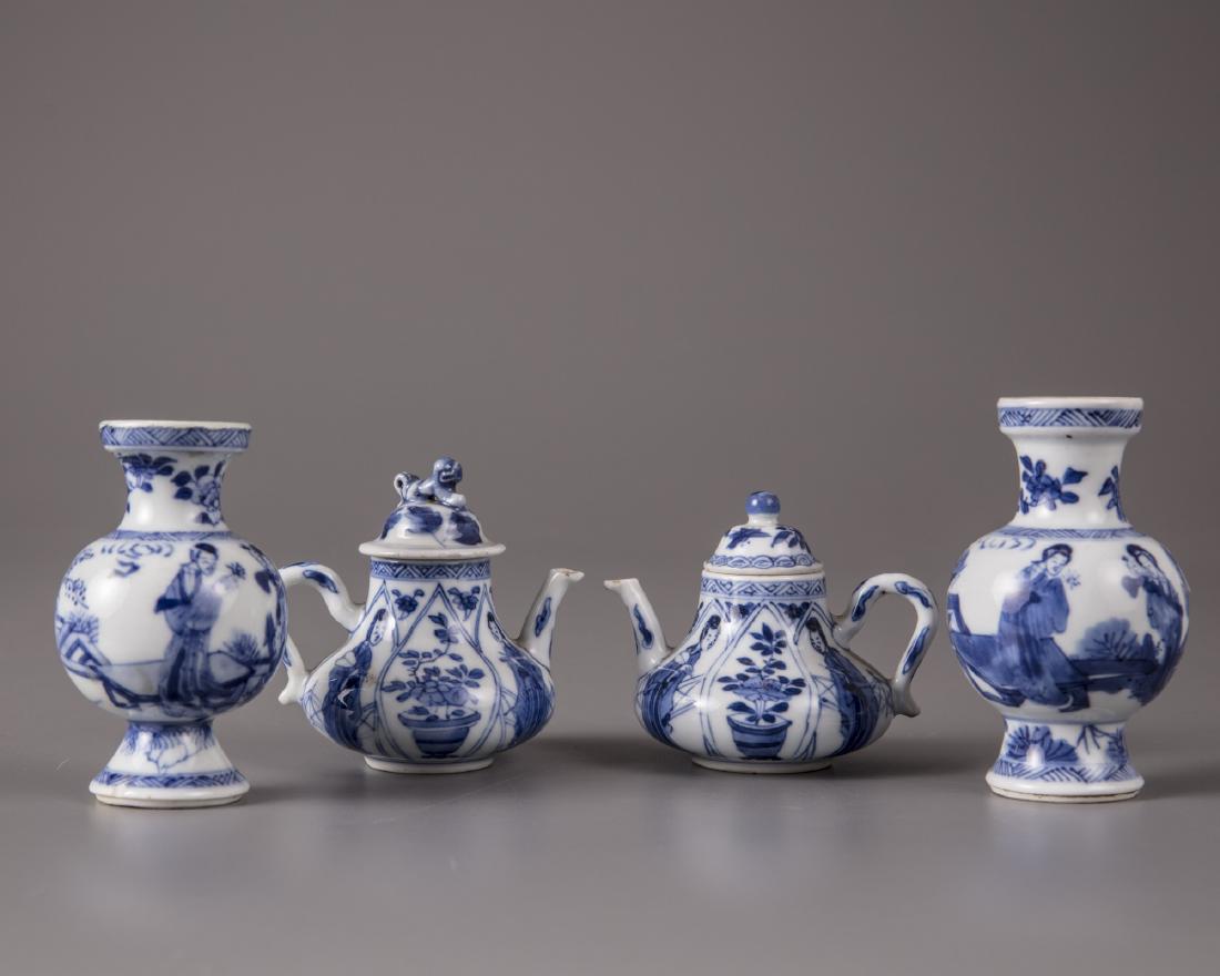 Two pairs of Chinese blue and white miniature vases and (1 of 1)