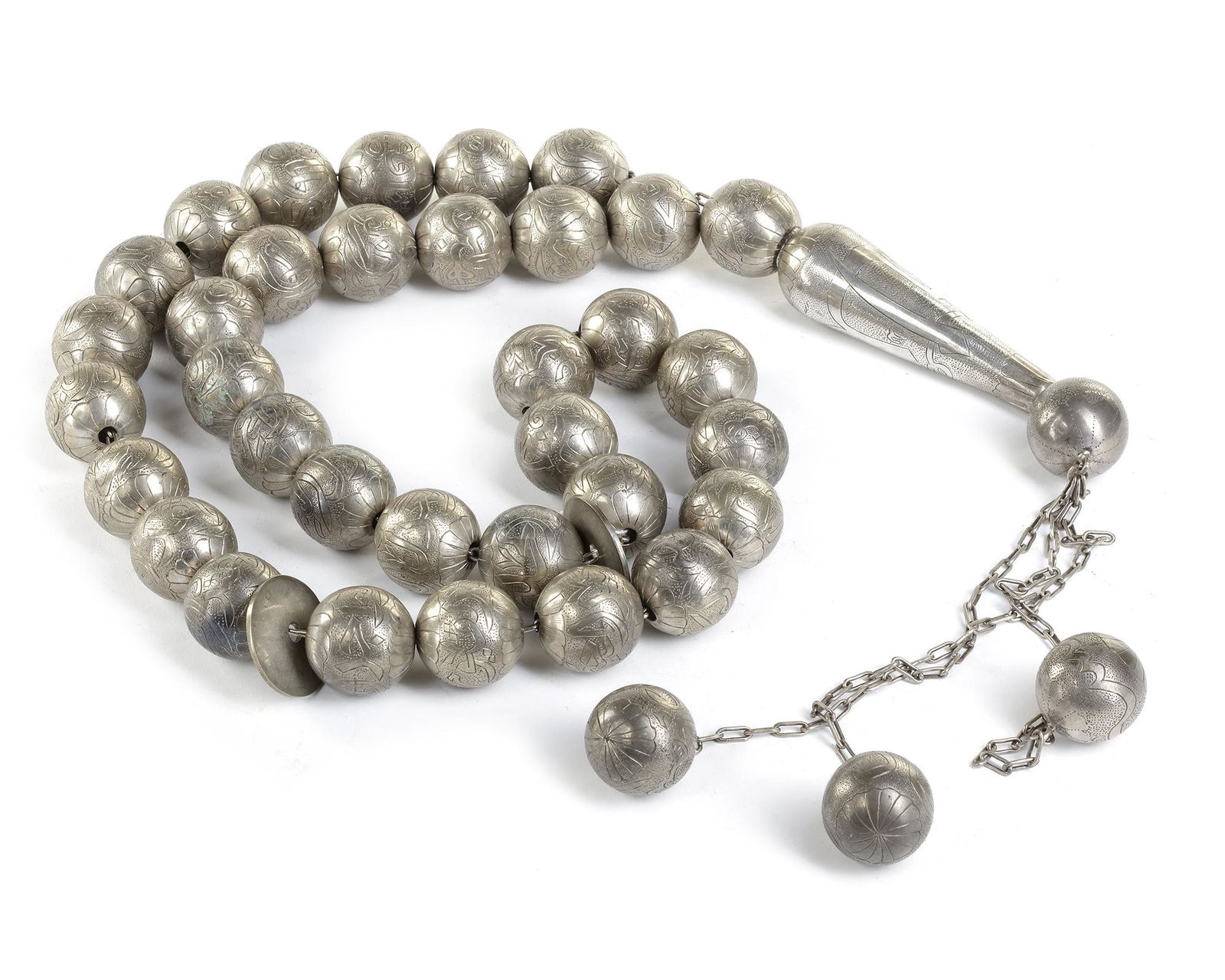 LARGE OTTOMAN SILVER PRAYER BEADS, LATE 19TH CENTURY (1 of 6)