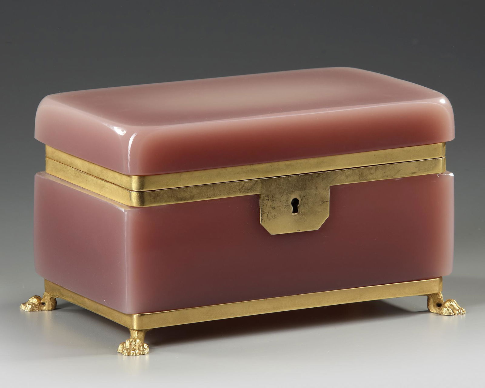 A PINK OPALINE JEWELRY BOX, FRANCE, 19TH CENTURY (1 of 3)