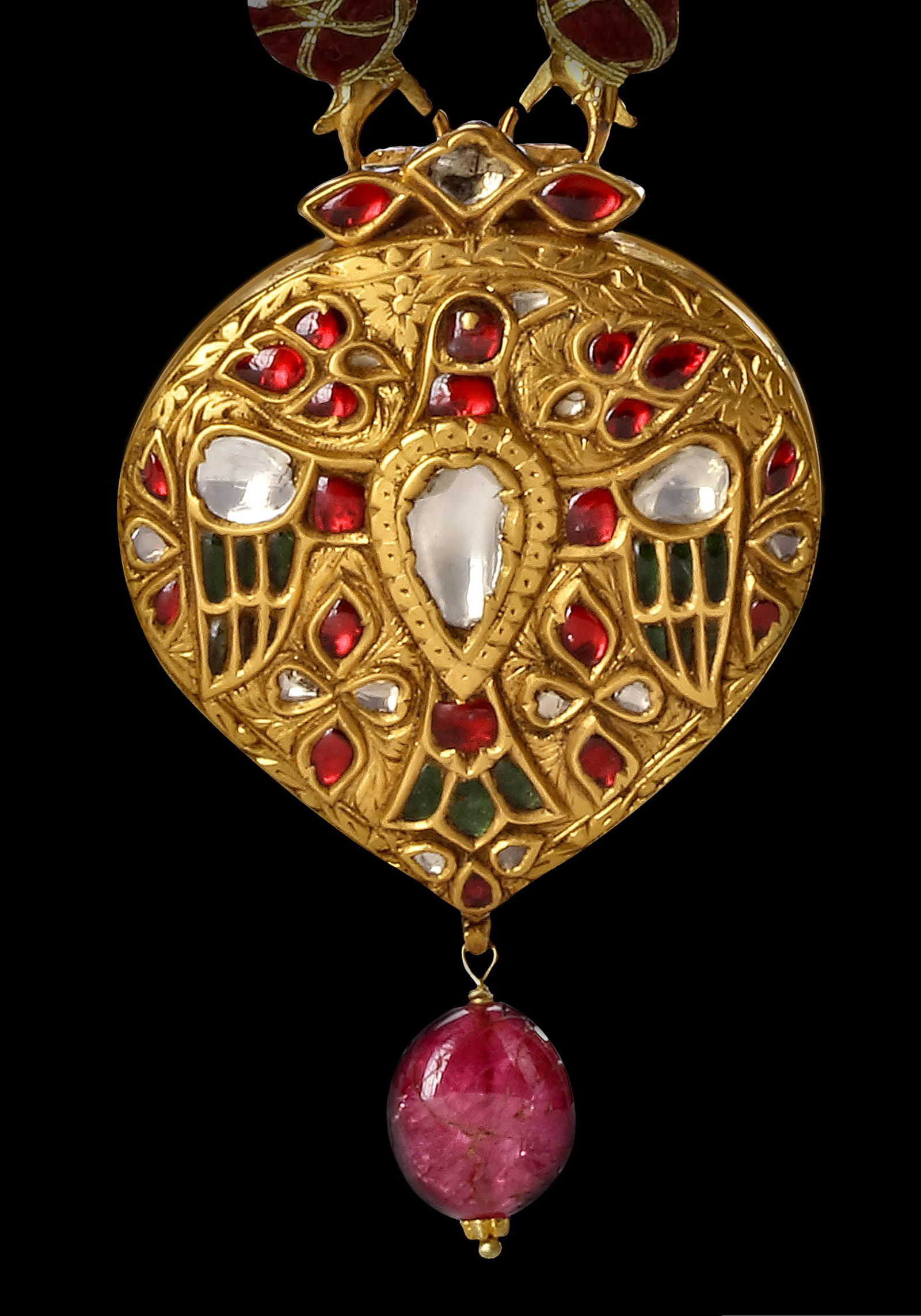 A GEM-SET AND ENAMELED GOLD PENDANT, INDIA, CIRCA 19TH CENTURY (1 of 6)