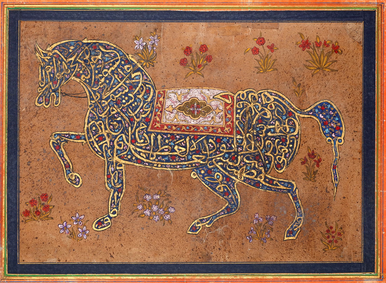 THE THRONE VERSE (AYAT AL-KURSI) IN THE FORM OF A CALLIGRAPHIC HORSE, INDIA, DECCAN, BIJAPUR, 19TH (1 of 2)