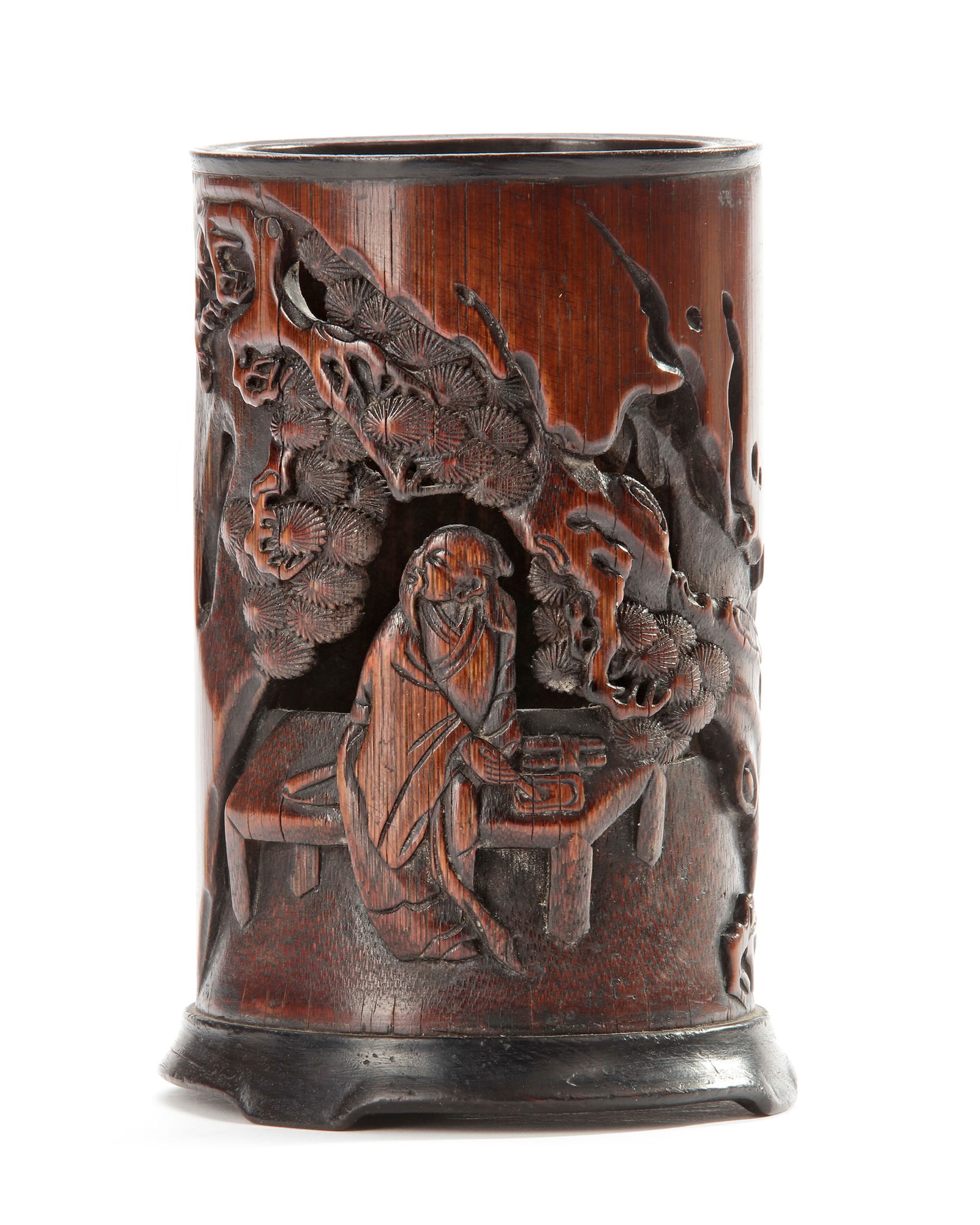 A CHINESE BAMBOO SCHOLAR BRUSH POT, QING DYNASTY (1644-1912) (1 of 3)