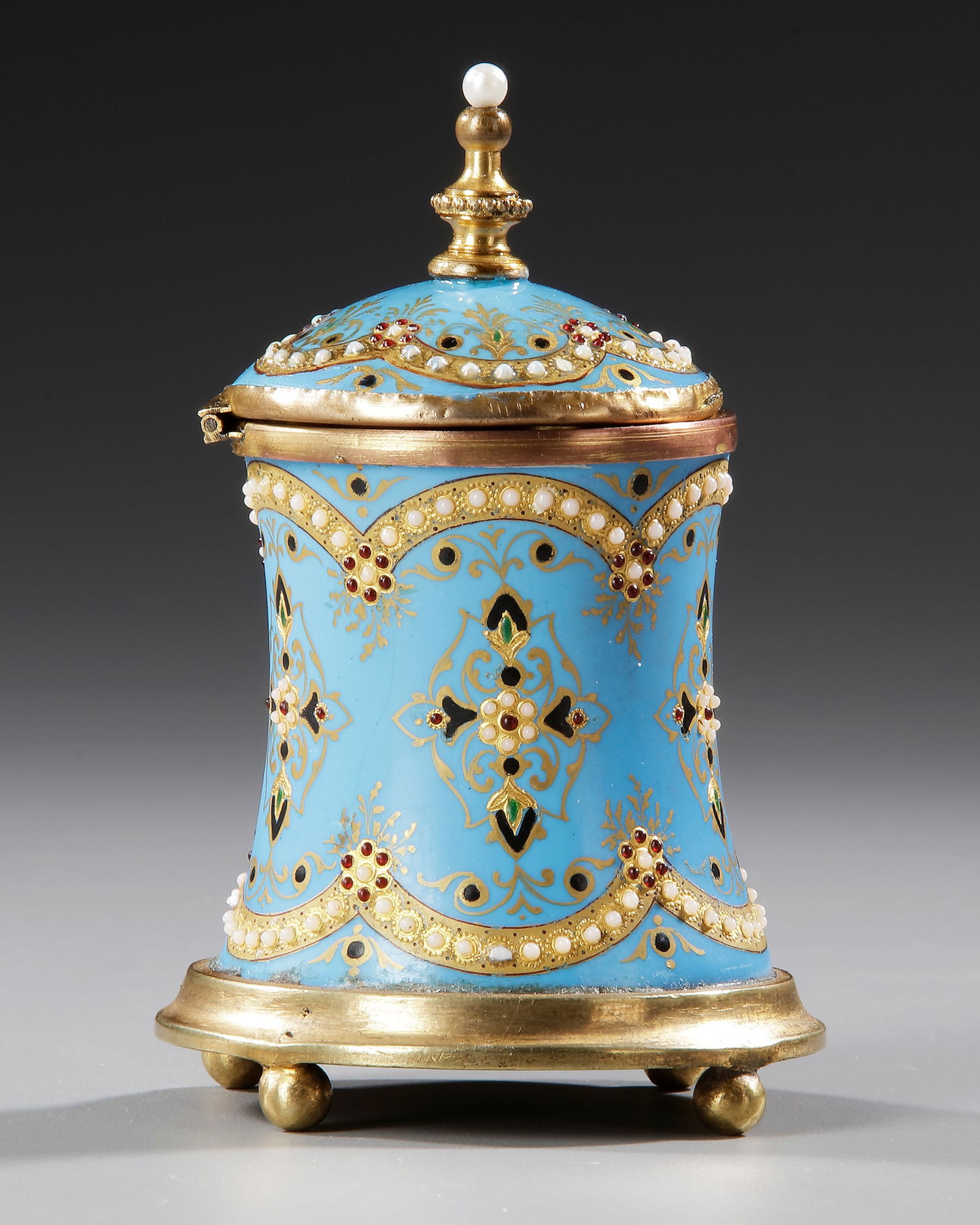 A SMALL BRONZE AND BLUE ENAMEL BOX FROM BRESSE, LATE 19TH CENTURY (1 of 5)