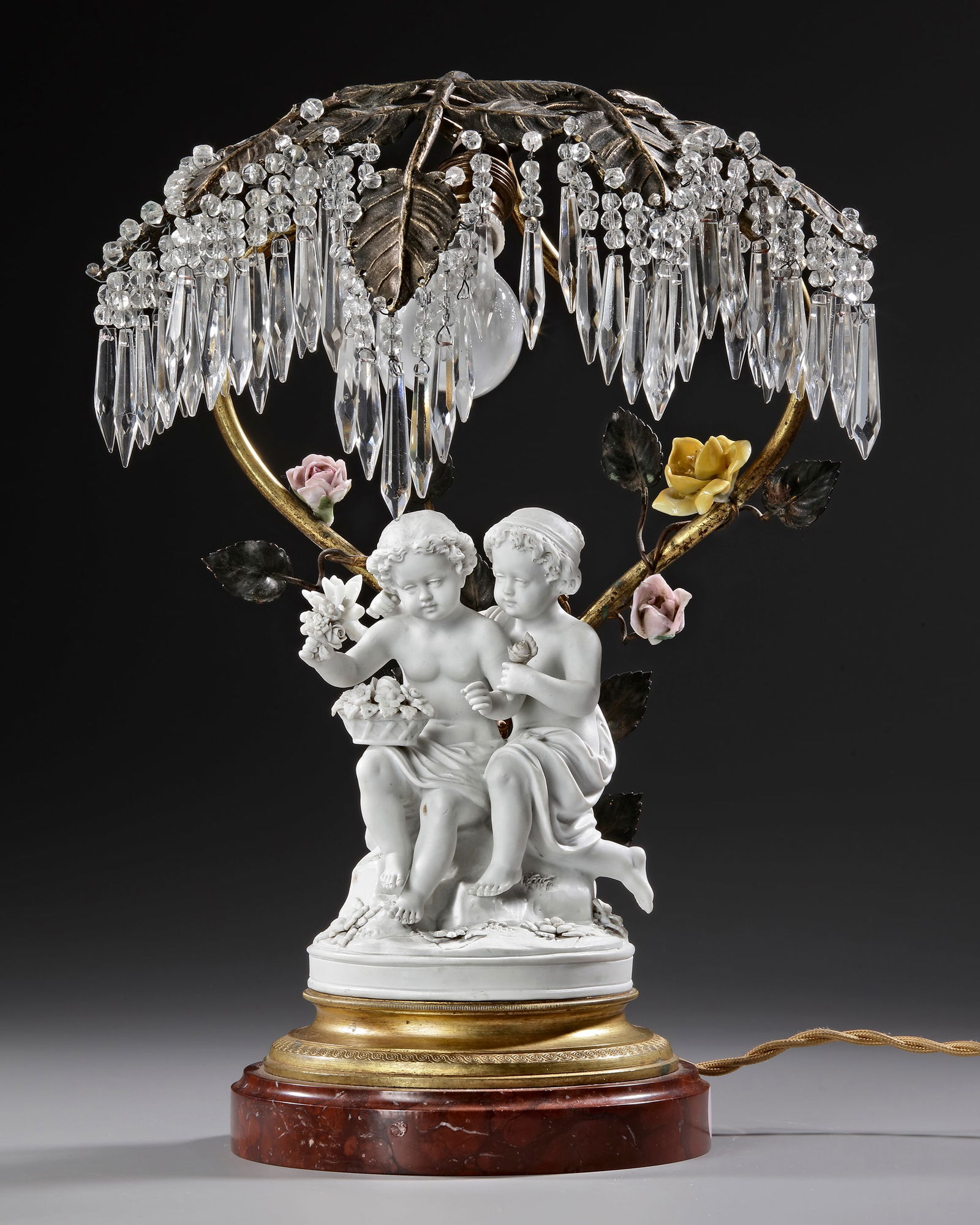 A LAMP IN BISCUIT, BRONZE GILDED AND PATINATED, 19TH CENTURY (1 of 3)