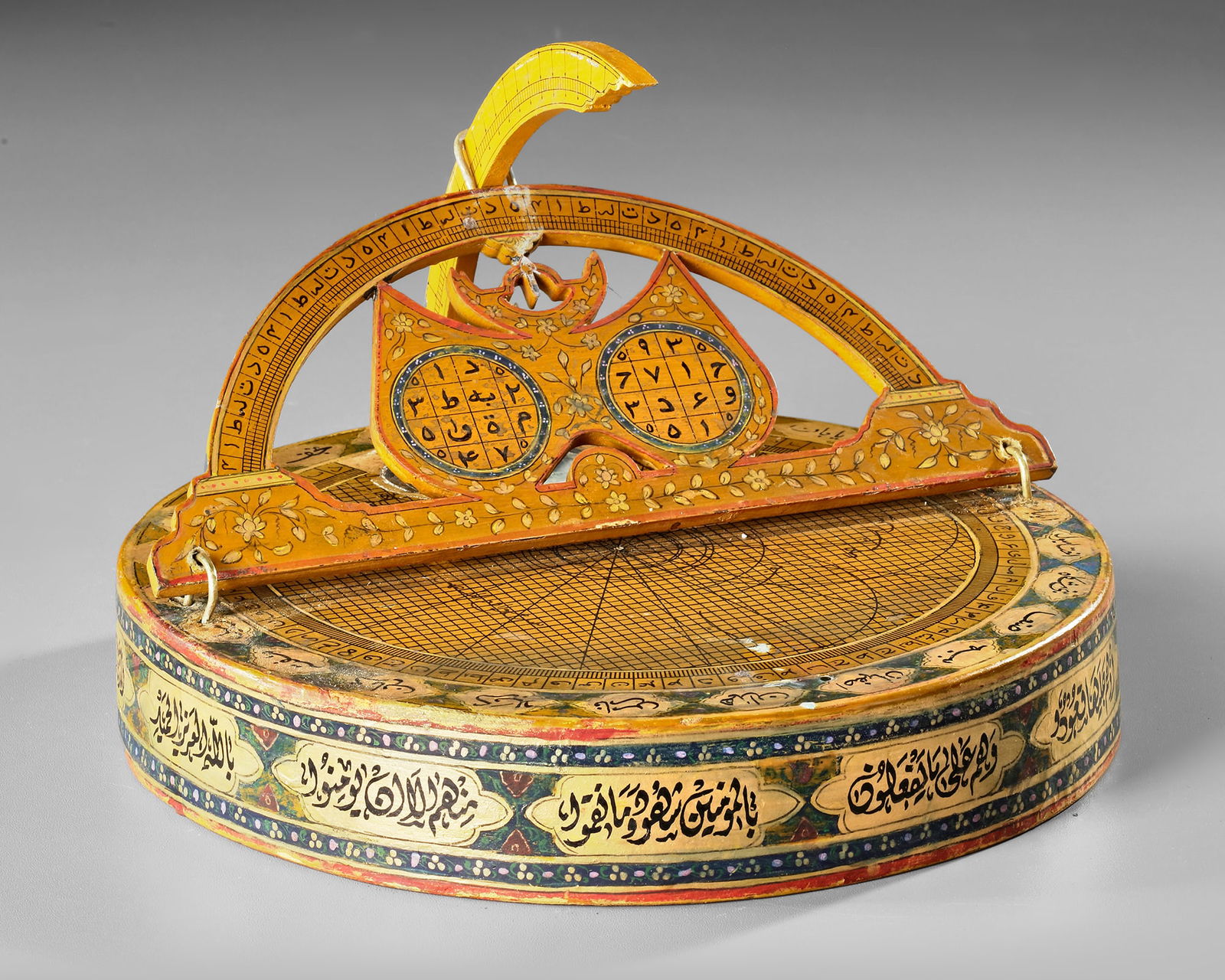 ANA WOODEN QIBLA INDICATOR, PERSIA, QAJAR, 19TH CENTURY (1 of 5)