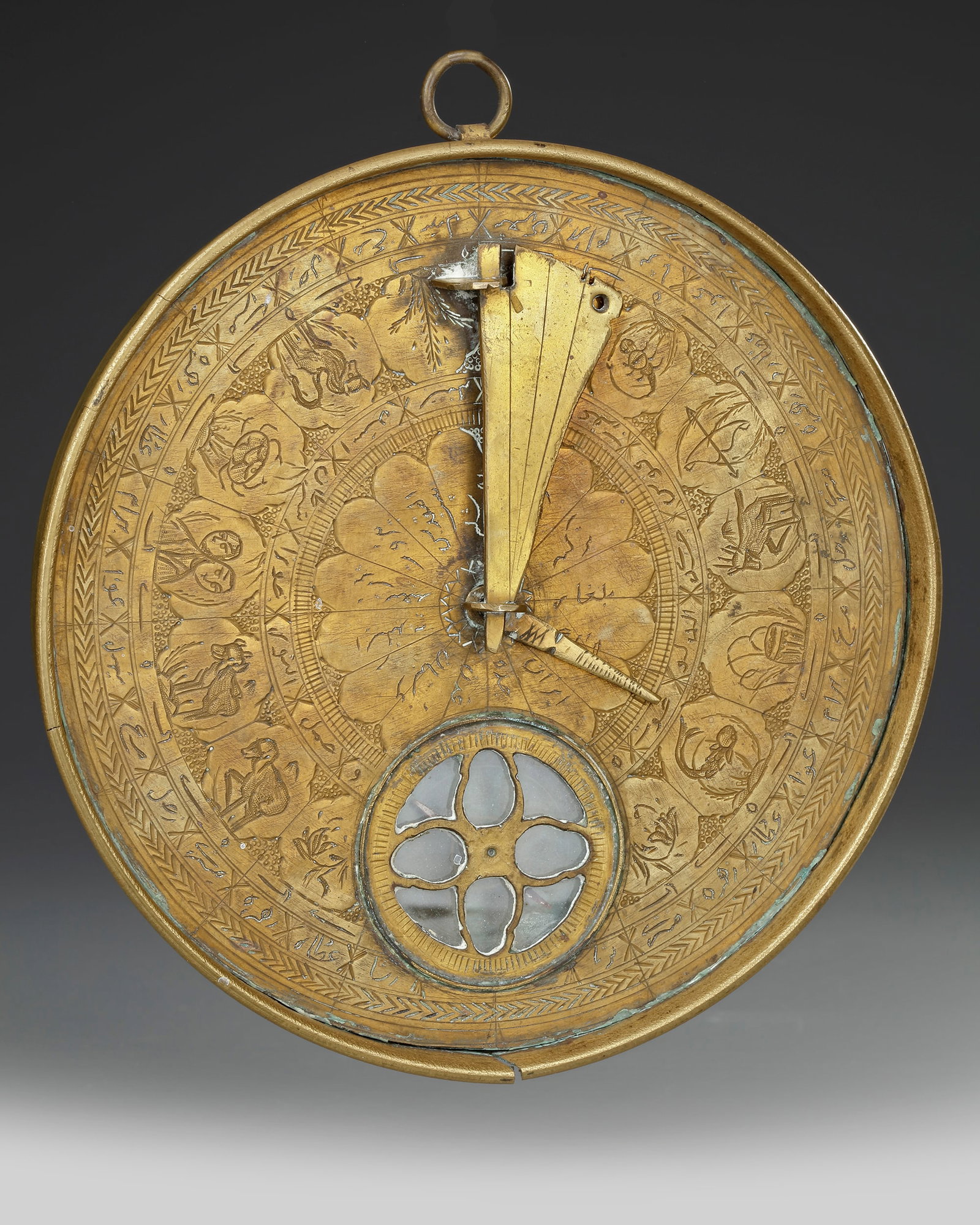 A QAJAR BRASS QIBLA INDICATOR, 19TH CENTURY (1 of 3)