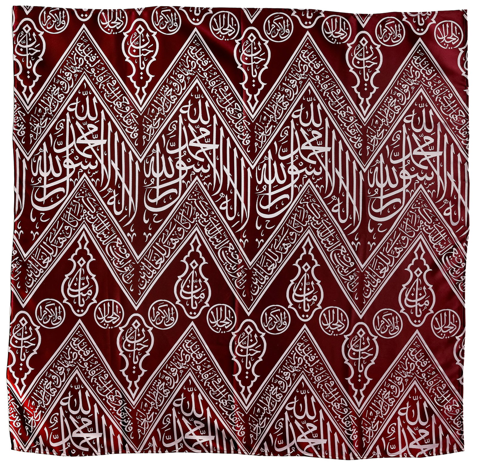 AN OTTOMAN RED EMBROIDERED SILK KISWA, EARLY 20TH CENTURY (1 of 2)
