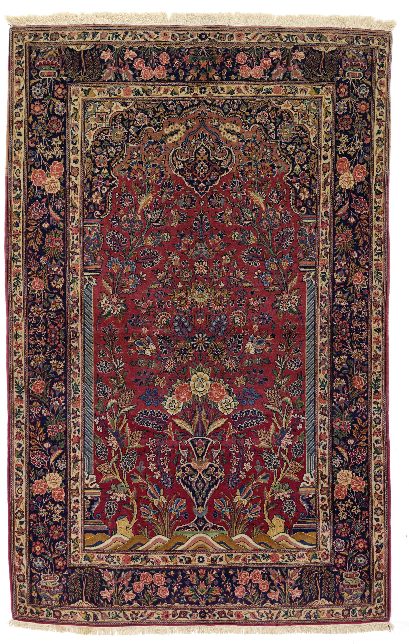AN EXTREMELY FINE KASHAN PRAYER RUG (1 of 2)