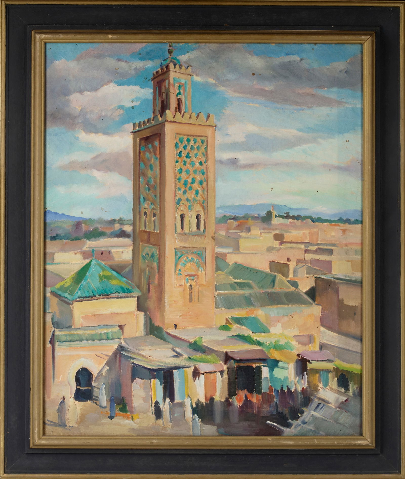 ORIENTALIST SCHOOL, THE KOUTABA IN MARRAKECH, OIL ON CANVAS, 20TH CENTURY (1 of 3)