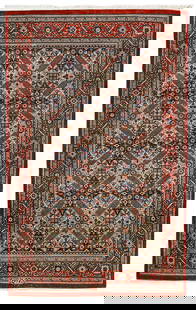 A SIGNED ANATOLIAN SILK CARPET: Signed Anatolian silk carpet, older, very finely hand-knotted, lustrous natural silk on silk, rare Caucasian bar cross Seichur ornamentation on a light blue ground.Impeccable condition, original all a