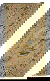 AN ANTIQUE VERY RARE FRENCH TAPESTRY, 1ST HALF 17TH CENTURY: Museum quality tapestry, France, 1st half of the 17th century, partially backed - minimal reweaving, extremely finely woven tapestry, provenance from a French castle - here, a noblewoman rocking in an
