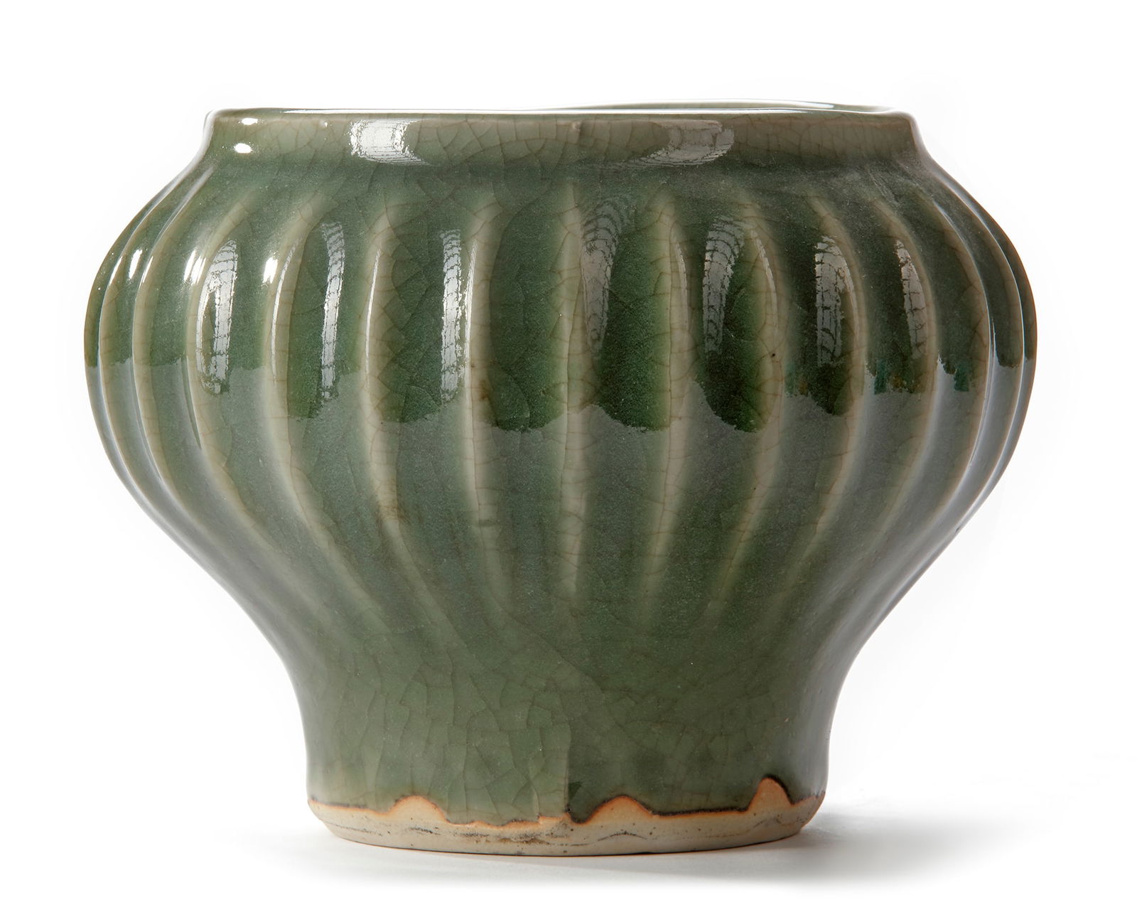A CHINESE CELADON RIBBED JAR, SONG DYNASTY (960-1127 AD) (1 of 4)