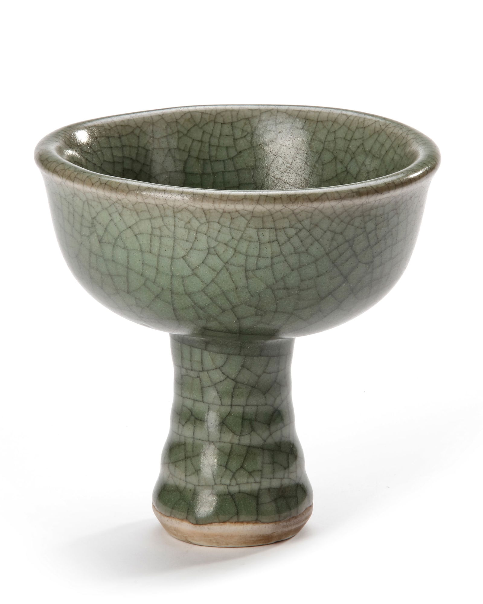 A CHINESE GUAN-TYPE CELADON STEM CUP, YUAN DYNASTY (1271-1368) (1 of 4)