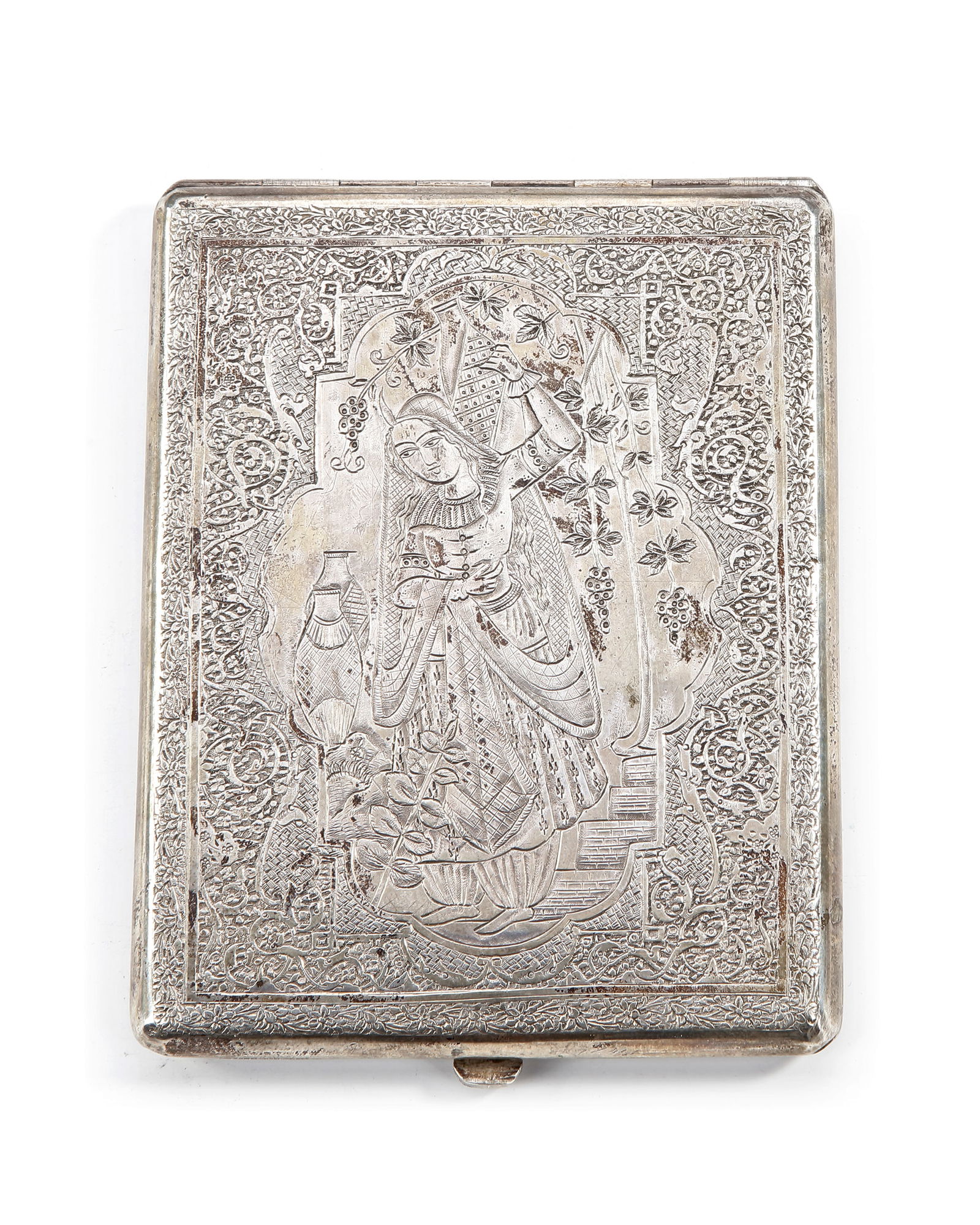 A PERSIAN SILVER BOX, 19TH CENTURY (1 of 3)