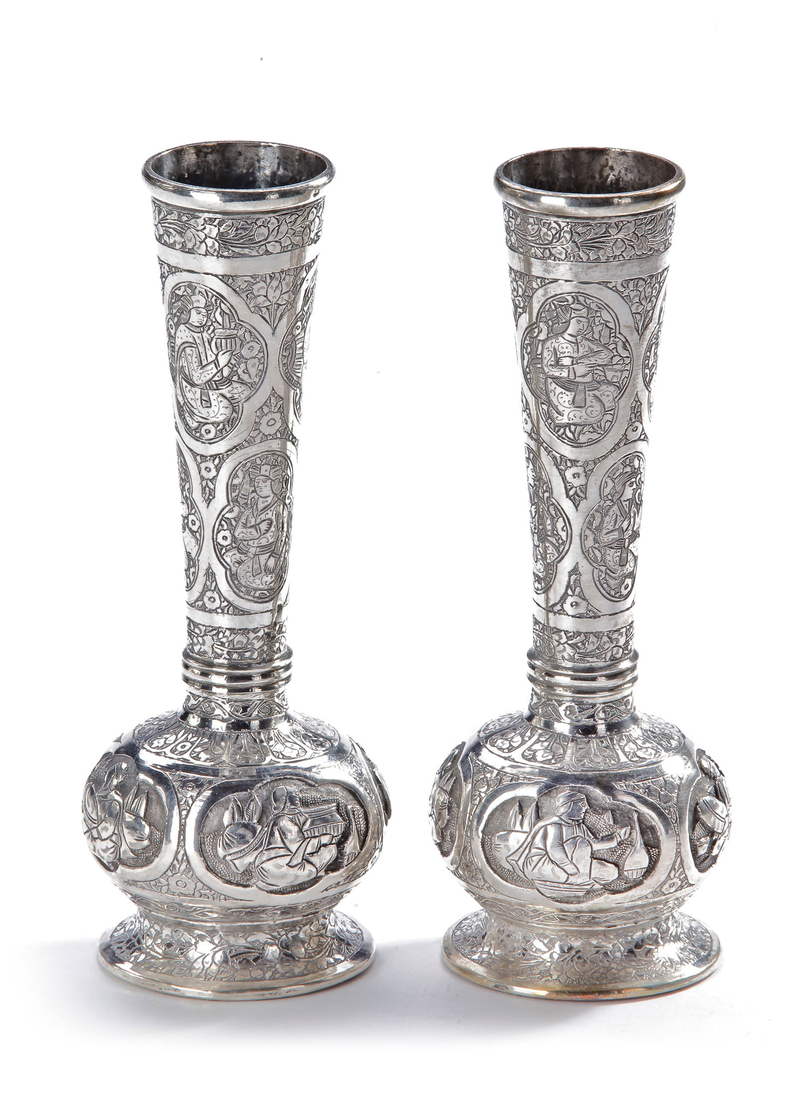 A PAIR OF SILVER VASES, PERSIA, 19TH CENTURY (1 of 4)