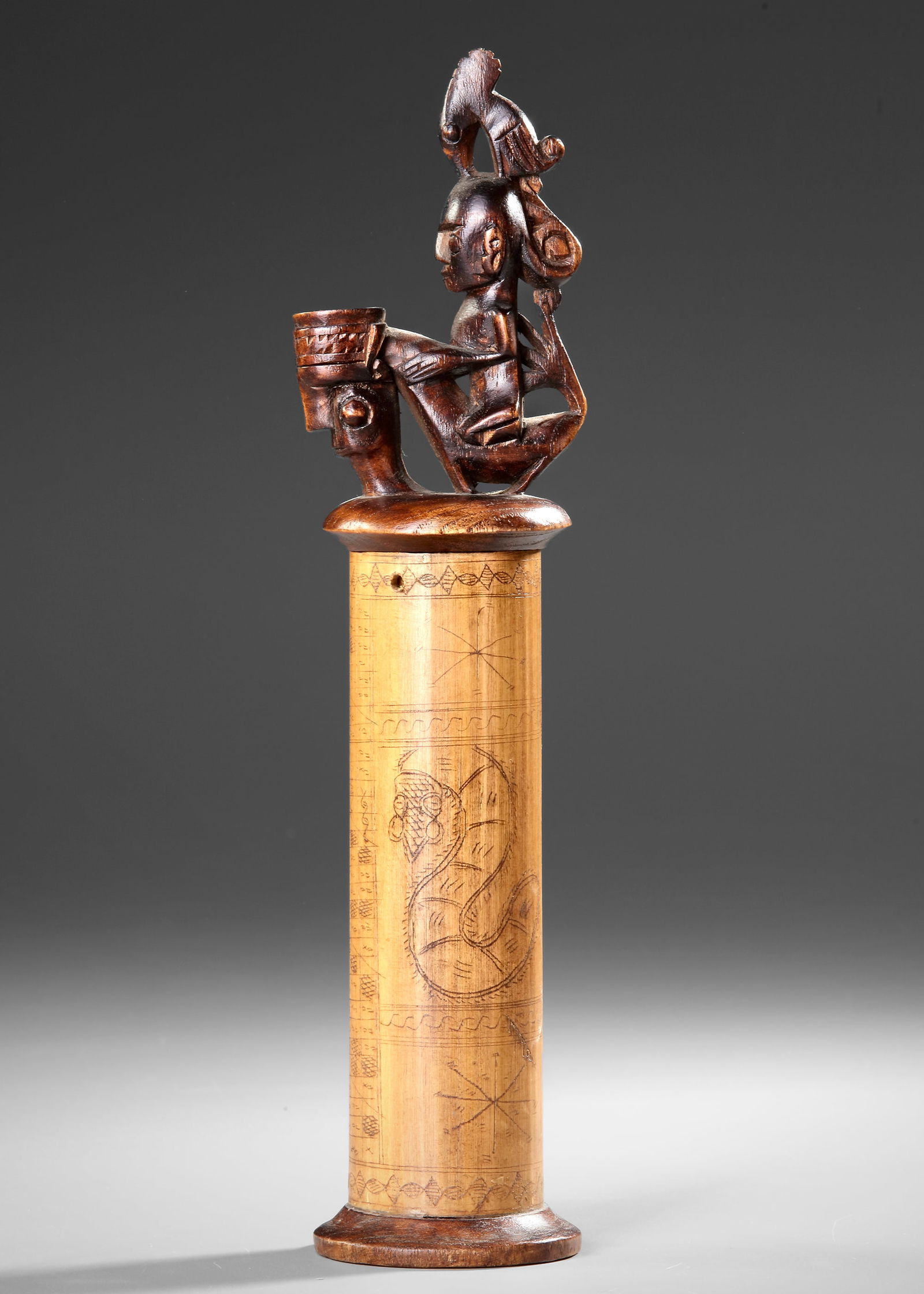 Sumatra. Ritual container: Collected by Jac Hoogerbrugge in the 1950’s28 cm.