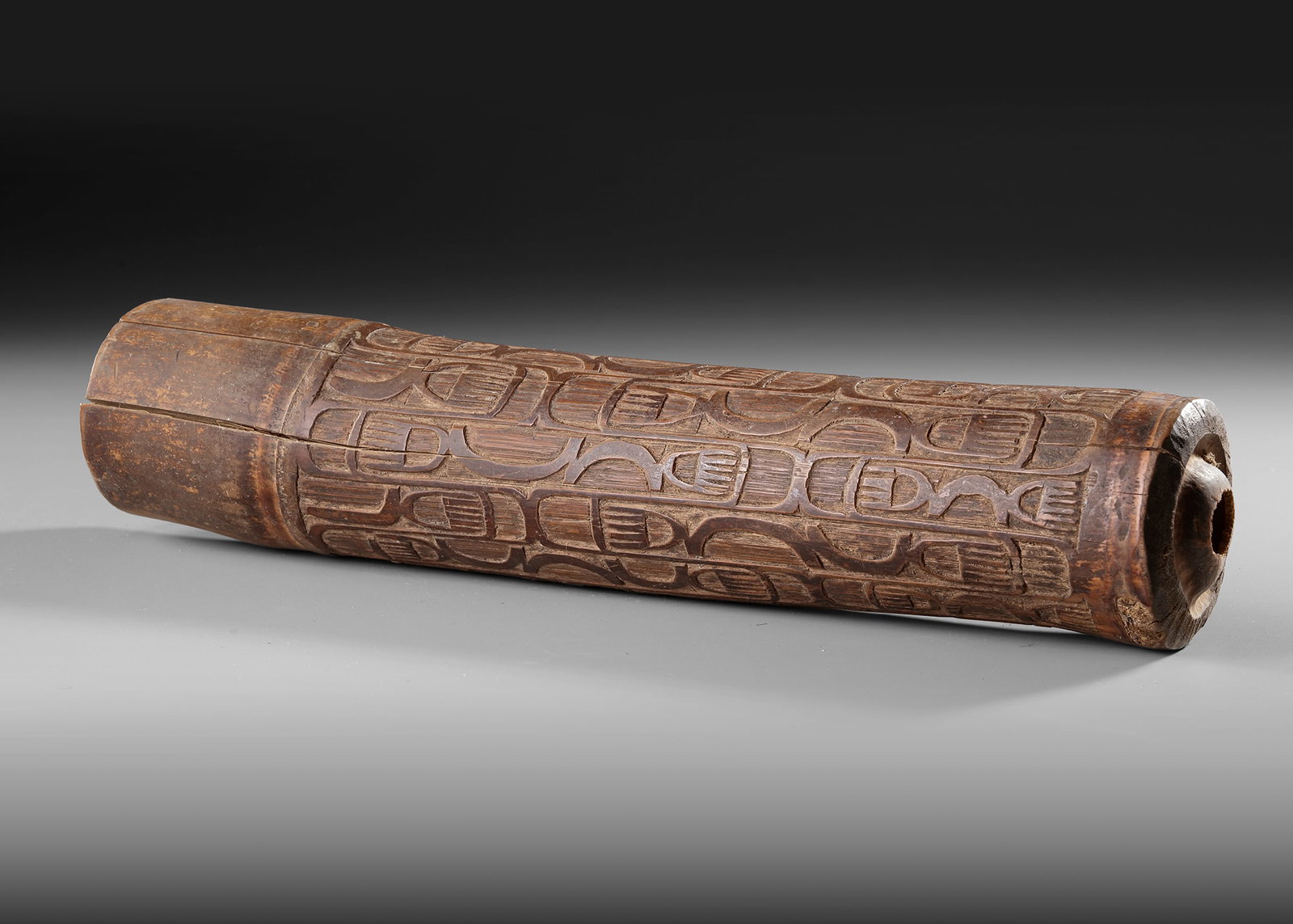 Asmat horn “Fu??. Collected by Jac Hoogerbrugge in the 1960’s. See Hoogerbrugges collection: D. 10 cm. L. 47 cm.