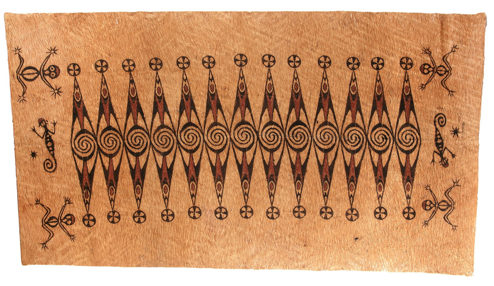 Large Tapa painting. Collected in the 1960’s or 1970’s by Jac Hoogerbrugge. Probably area: 120 by 67 cm.