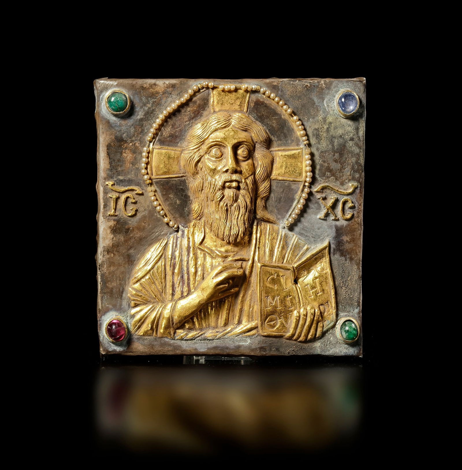 EARLY MEDIEVAL SILVER-GILDED ICON OF JESUS CHRIST, 12TH TO 13TH CENTURY A.D. (1 of 3)