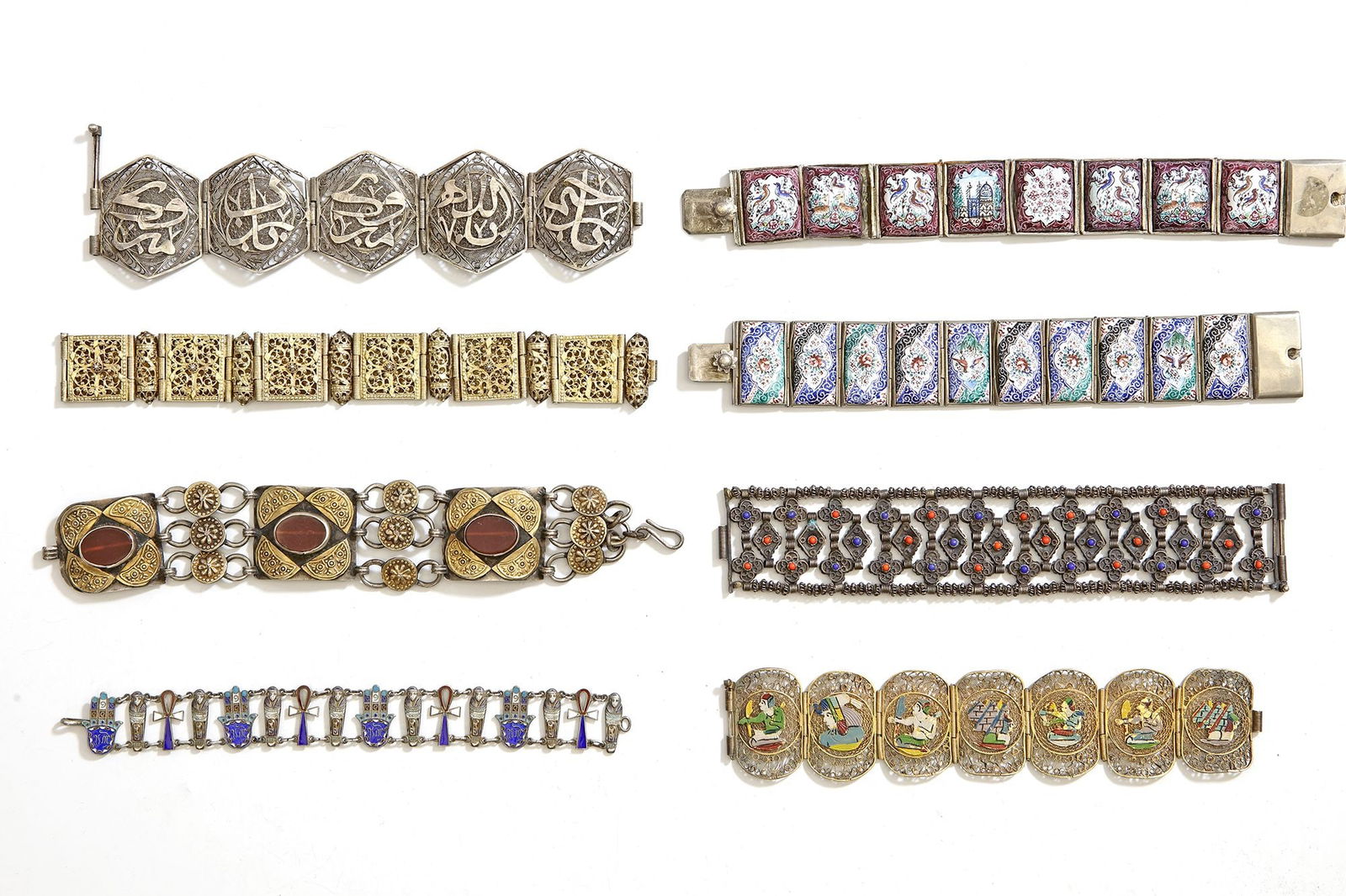 A COLLECTION OF SILVER BRACELETS, PERSIA, EGYPT AND CAUCASUS, 19TH CENTURY (1 of 2)