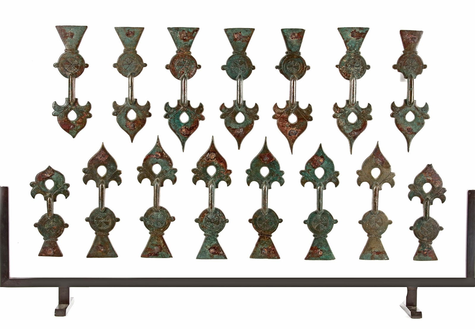 15 KHORASAN BRONZE DOOR ORNAMENTS, PERSIA OR CENTRAL ASIA, 12TH CENTURY (1 of 2)