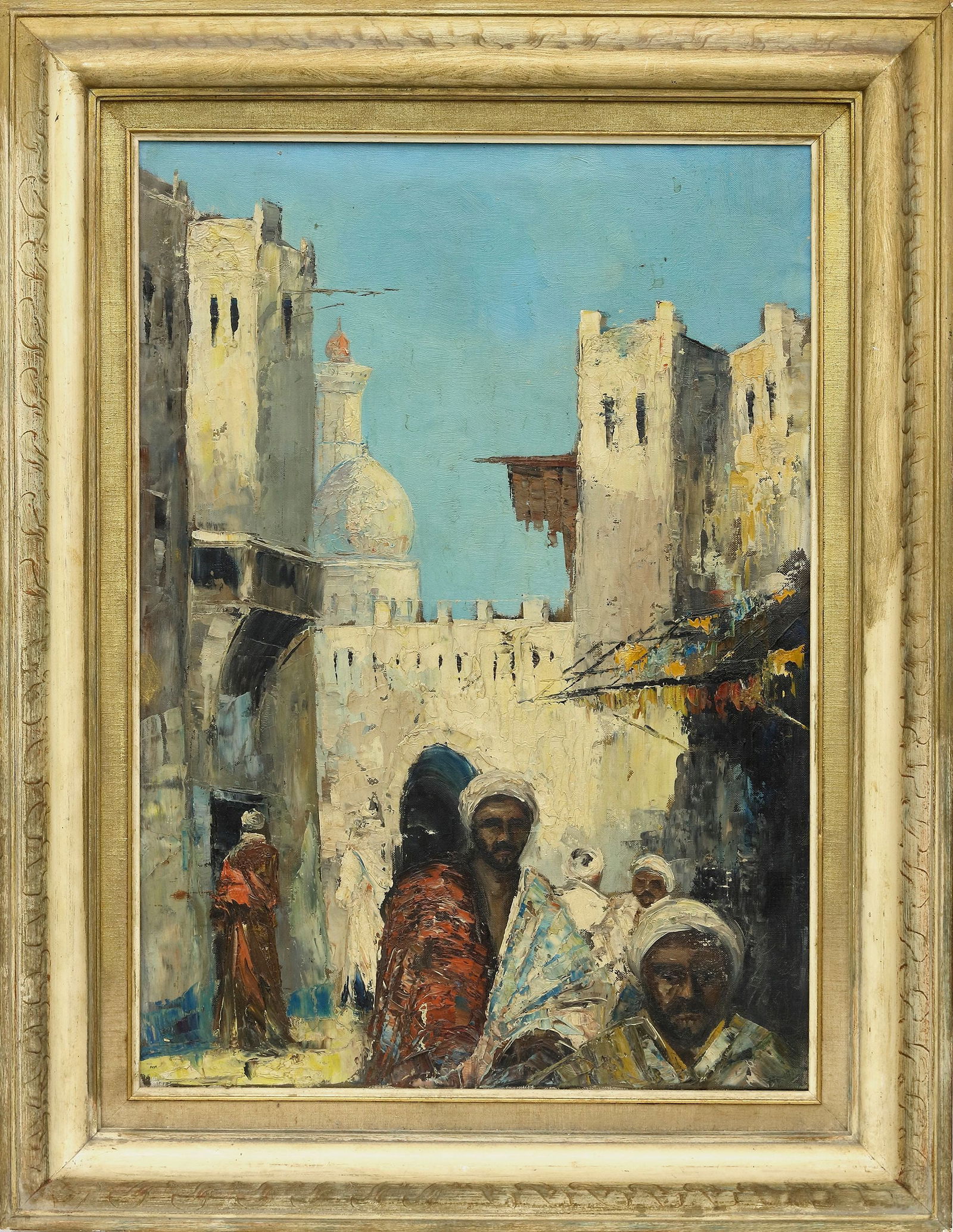 ORIENTALIST SCHOOL, FIGURES IN A STREET, OIL ON CANVAS, 20TH CENTURY (1 of 1)