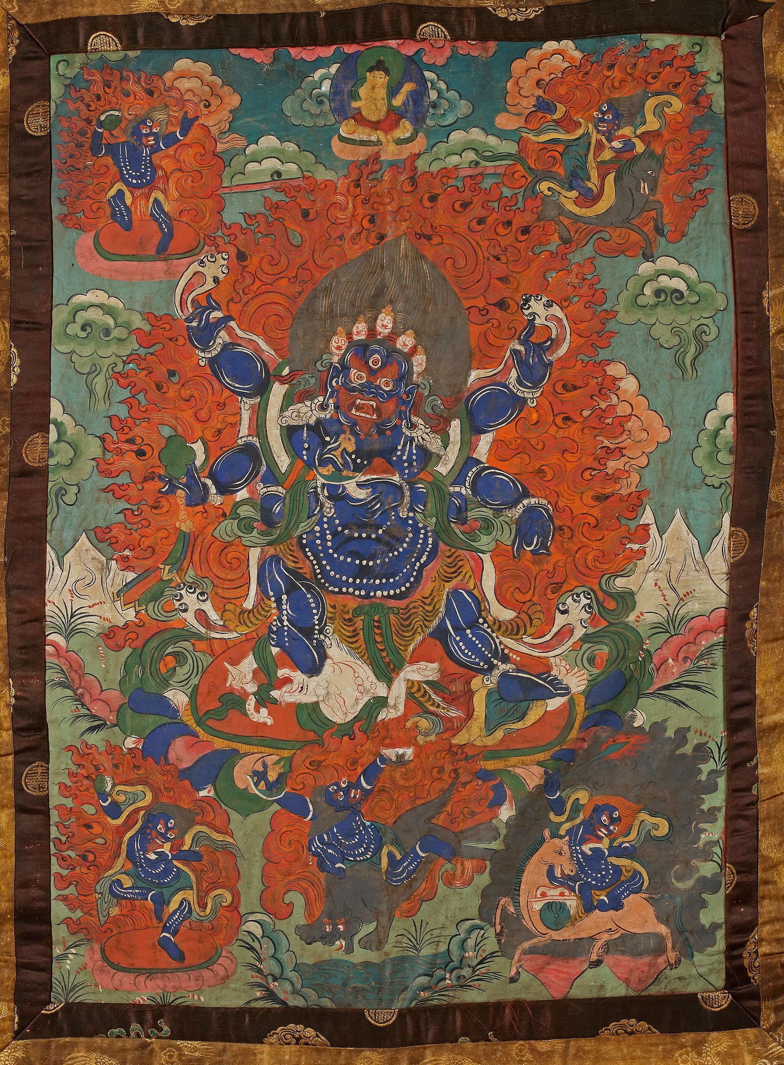 A SINO-TIBETAN THANGKA DEPICTING MAHAKALA, TIBET, 19TH CENTURY (1 of 2)