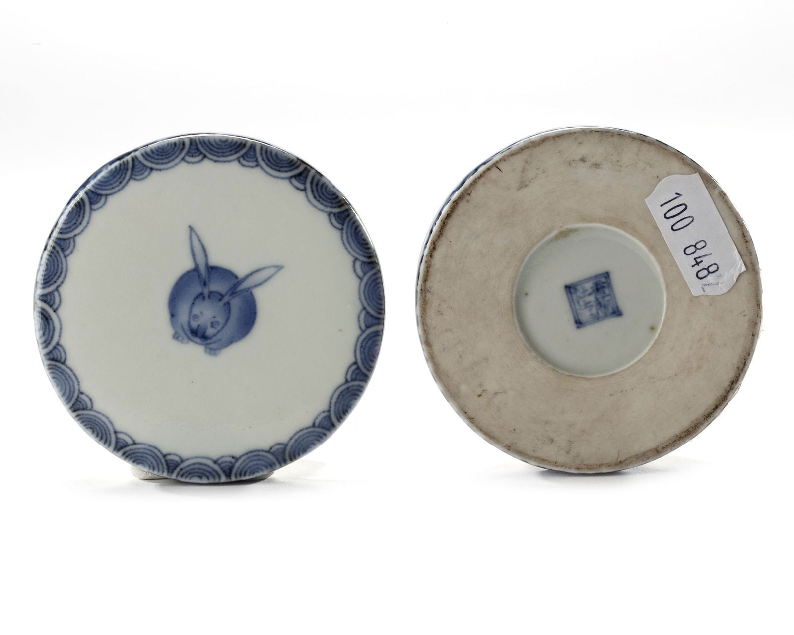 A JAPANESE BLUE AND WHITE KORANSHA BOX WITH HARE, MEIJI PERIOD (1868-1912) (1 of 3)