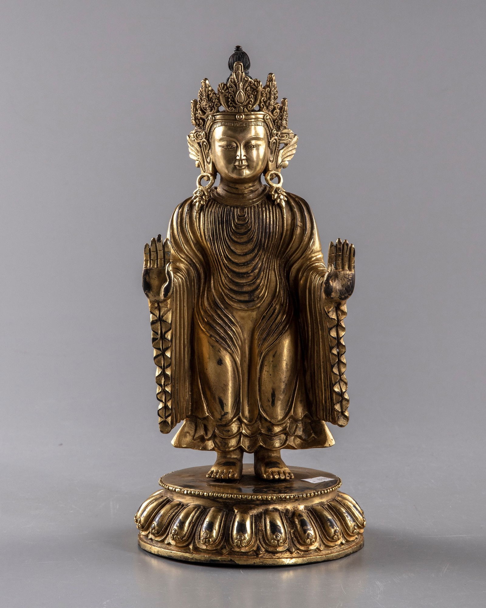 A GILT BRONZE FIGURE OF BUDDHA, 20TH CENTURY (1 of 4)