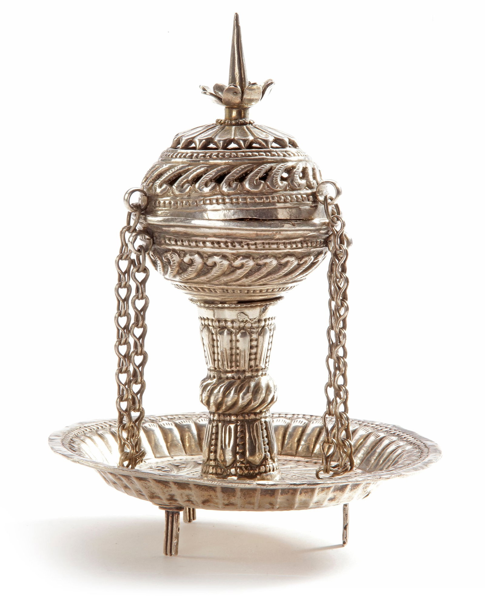 A SILVER INCENSE BURNER, INDIA, 19TH CENTURY (1 of 5)