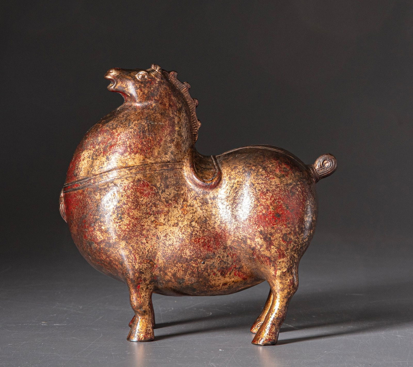 A CHINESE GILT BRONZE HORSE STATUE,19TH CENTURY (1 of 4)