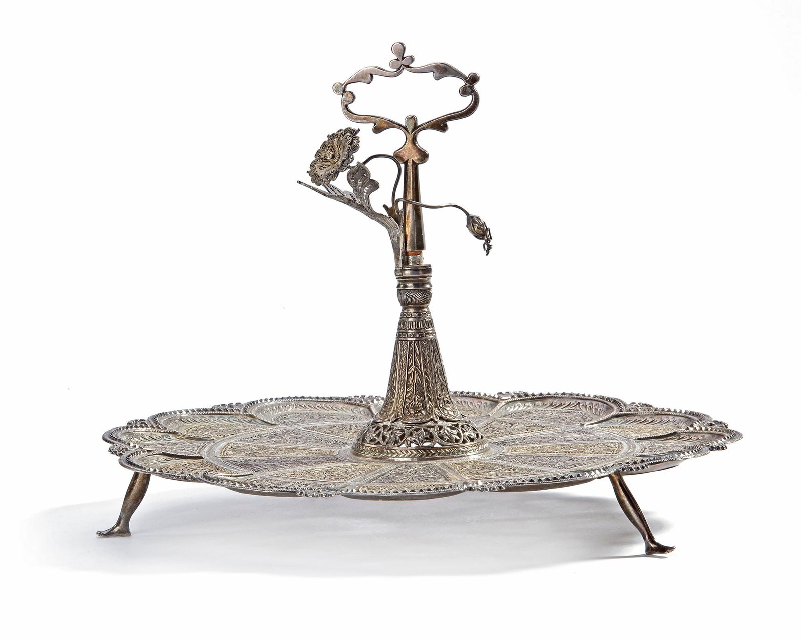 AN OTTOMAN SILVER TRAY, 19TH CENTURY (1 of 3)