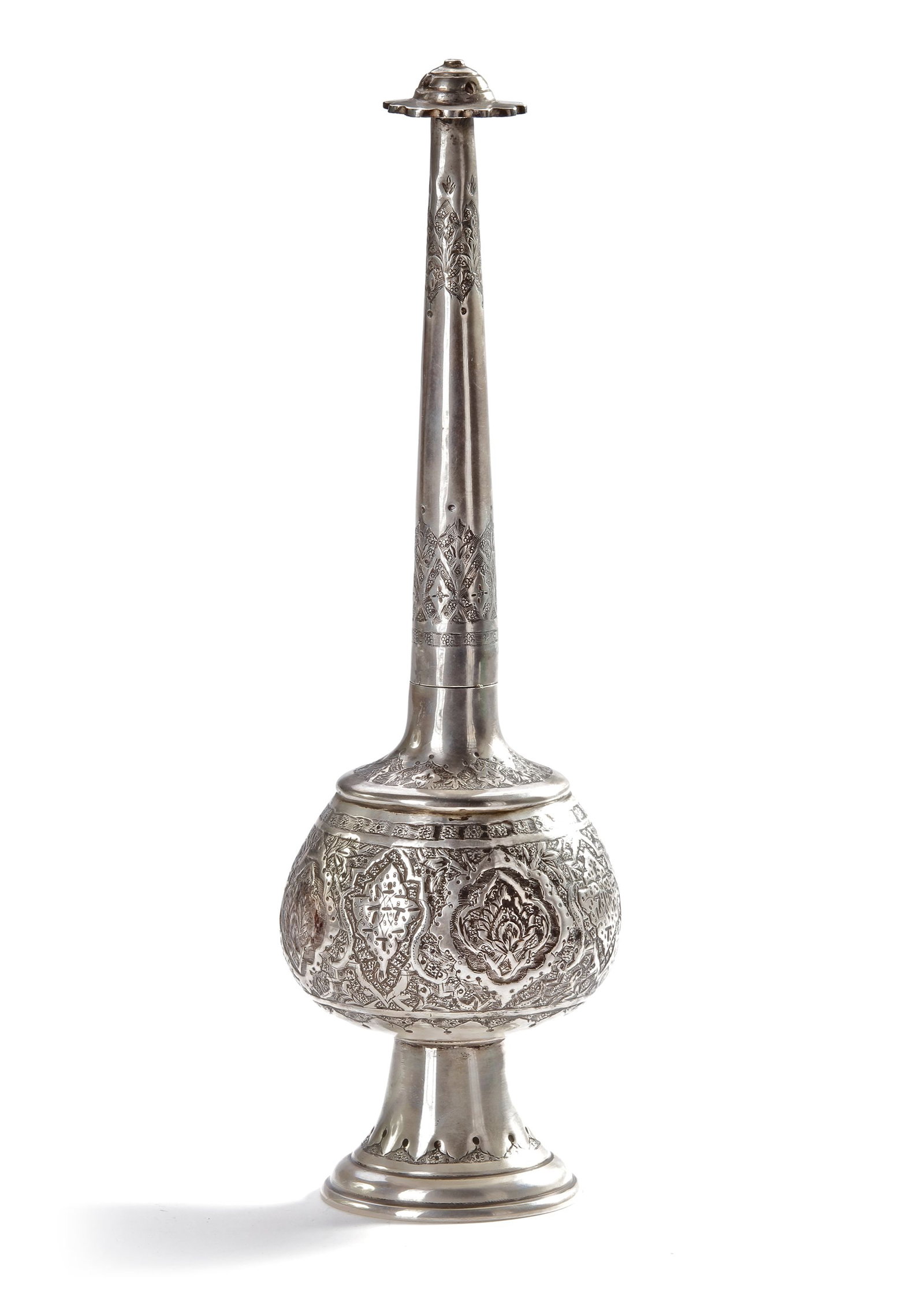 A PERSIAN SILVER ROSE WATER SPRINKLER, 19TH CENTURY (1 of 4)